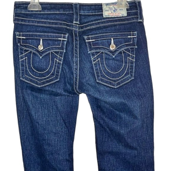 True Religion Slim Straight Flap Pocket Jeans w/Swarovski Crystals - 31 - Picture 6 of 12